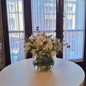 Florero pecera blanco