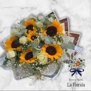 RGI6 Ramo xxl 6 girasoles con 8 rosas